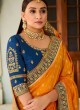 Orange and Blue Saree In Banarasi Saree